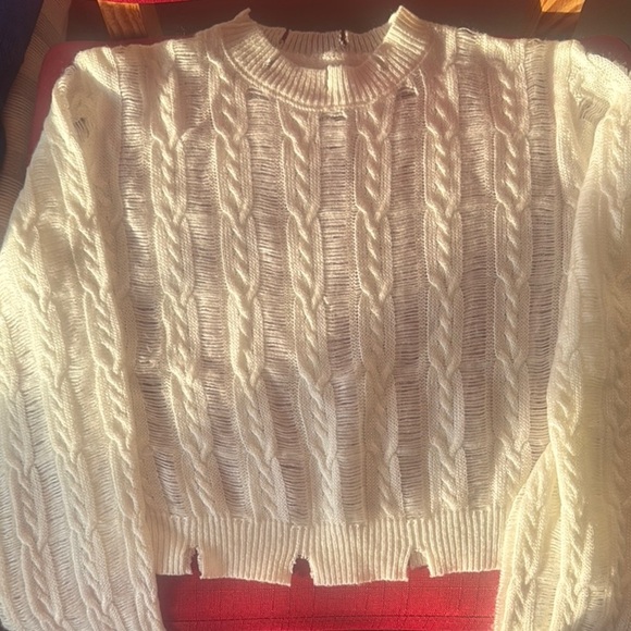 SHEIN Cream Cable Knit Crew Neck Sweater - Picture 1 of 4